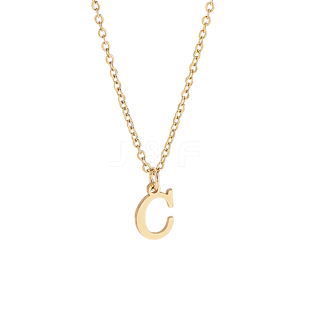 304 Stainless Steel Letter Pendant Necklaces NJEW-LP0001-53C-G-1