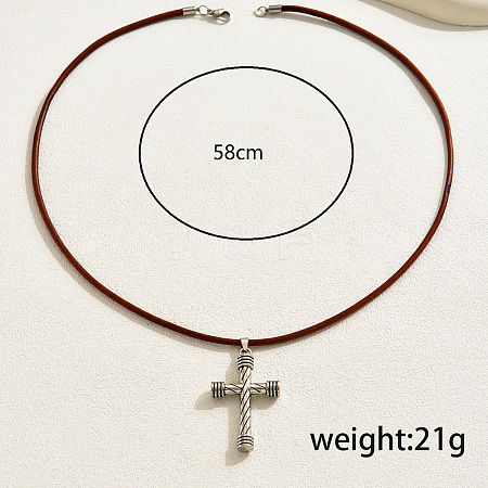 Retro Alloy Hip-hop Style Cross Pendant Necklaces LE7293-1-1