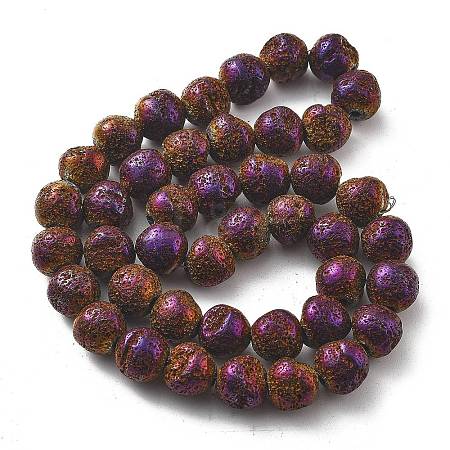 Electroplated Natural Lava Rock Beads Strands G-A251-D01-01B-1