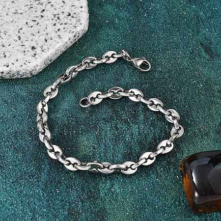 304 Stainless Steel Coffee Bean Chain Bracelets for Women Men BJEW-F488-01P-01-1