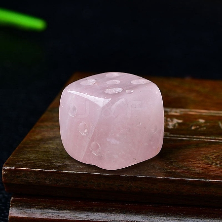 Natural Rose Quartz Carved Dice Figurines Statues for Home Office Desktop Decoration PW-WG06413-05-1