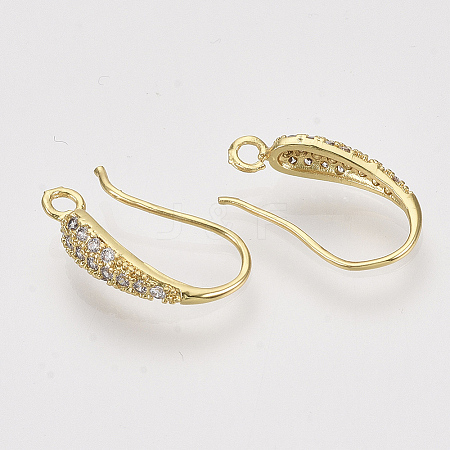 Brass Micro Pave Cubic Zirconia Earring Hooks X-ZIRC-Q022-035G-NF-1