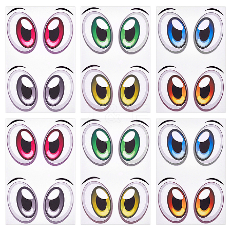 6 Sheets 3 Colors Paper Picture Stickers STIC-PH0001-04-1