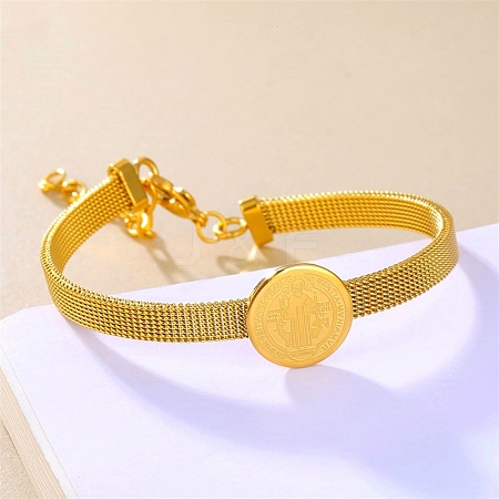 304 Stainless Steel Watch Band Chain Bracelets for Women BJEW-G770-01B-G-1