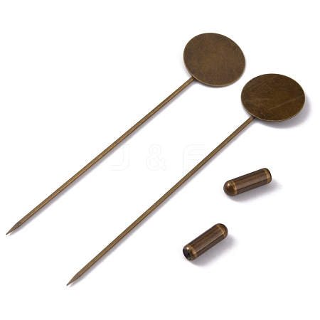 Brass Lapel Pin Base Settings KK-WH0045-025B-AB-1