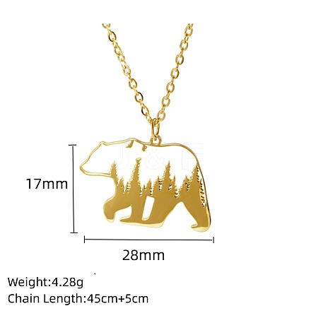 Stainless Steel Geometric Artistic Hollow Animal Pendant Necklaces JK0174-10-1