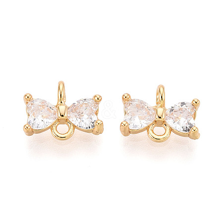 Brass Pave Clear Cubic Zirconia Connector Charms KK-T078-03G-02-1