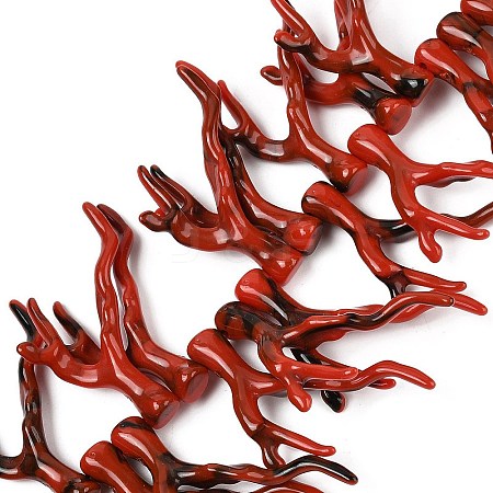 Opaque Acrylic Imitation Coral Beads Strands SACR-P033-02B-06-1