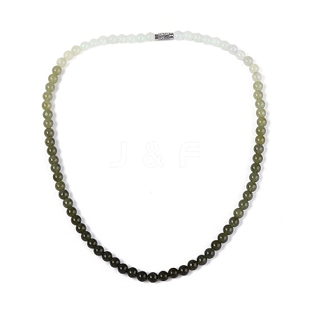 6MM Gradient Color Natural Myanmar Jade Round Beaded Necklaces NJEW-Q150-01-1