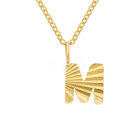 Personalized Stainless Steel Textured Alphabet Initial Pendant Necklaces for Women Men RF0956-13-1
