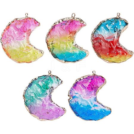 CHGCRAFT 5Pcs 5 Colors Two Tone Glass Pendants GLAA-CA0001-43-1