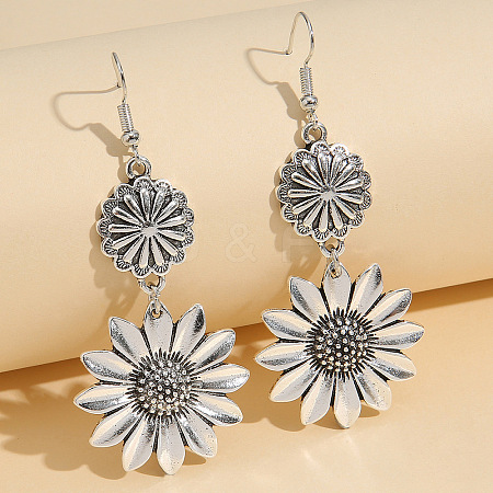 Sunflower Zinc Alloy Dangle Earrings FS-WG9DD1F-01-1