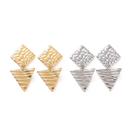 304 Stainless Steel Triangle with Rhombus Dangle Stud Earrings for Women EJEW-G328-16-1