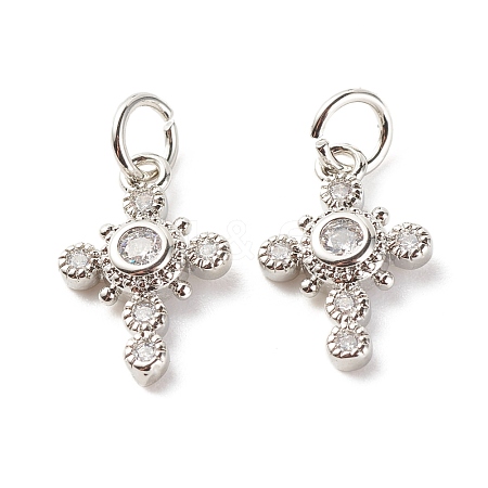 Brass Micro Pave Clear Cubic Zirconia Pendants ZIRC-P094-01P-RS-1