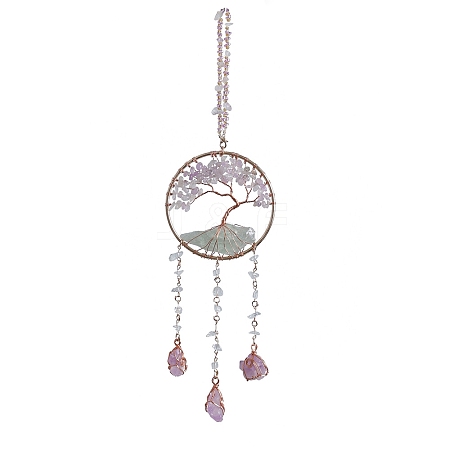 Tree of Life Natural Agate & Natural Crystal Chips Hanging Suncatchers RN-CBA387D-01G-1