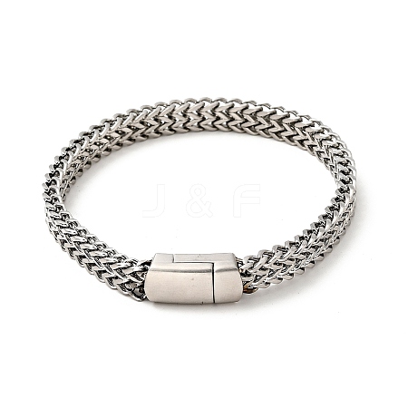 Tarnish Resistant 304 Stainless Steel Mesh Chain Bracelet with Magnetic Clasp for Men Women BJEW-E009-18P-1