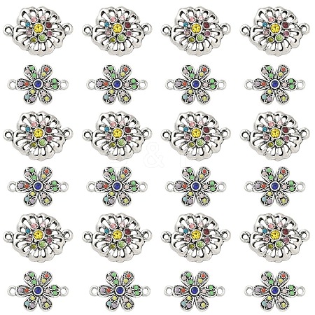 4Pcs 2 Styles Alloy Colorful Rhinestone Links Connectors ALRI-YW0001-30-1