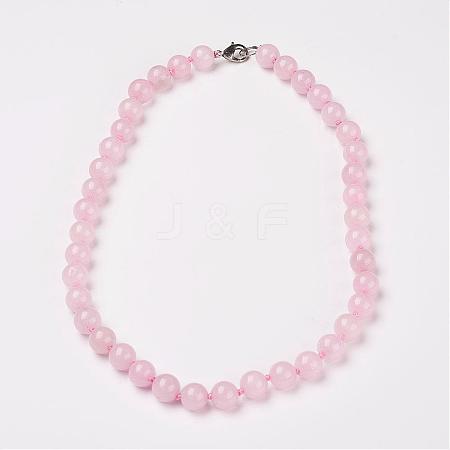 Natural Rose Quartz Beads Necklaces NJEW-F138-10mm-05-1