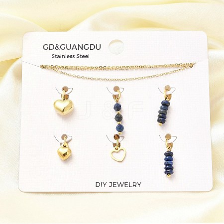 Natural Lapis Lazuli Round Heart Pendant & Necklaces & Bracelets Sets SJEW-Q002-06G-1