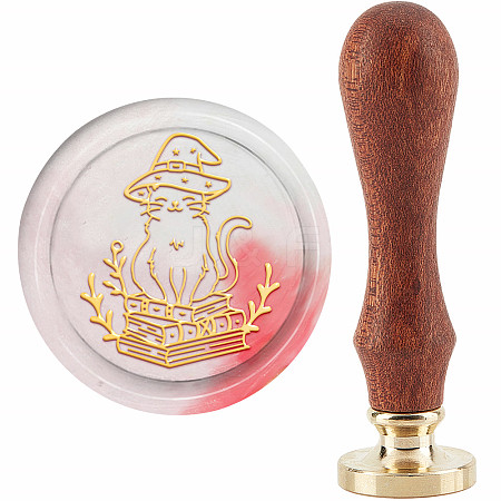 Brass Wax Seal Stamp with Handle AJEW-WH0184-0783-1