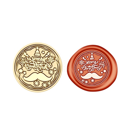 Merry Christmas Wax Seal Brass Stamp Head AJEW-Z031-04G-23-1