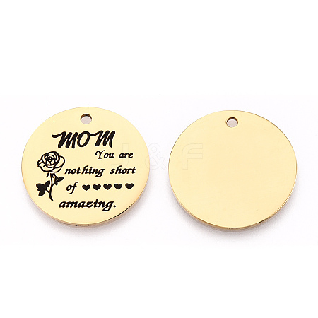 Mother's Day 201 Stainless Steel Pendants STAS-T064-37G-33-1