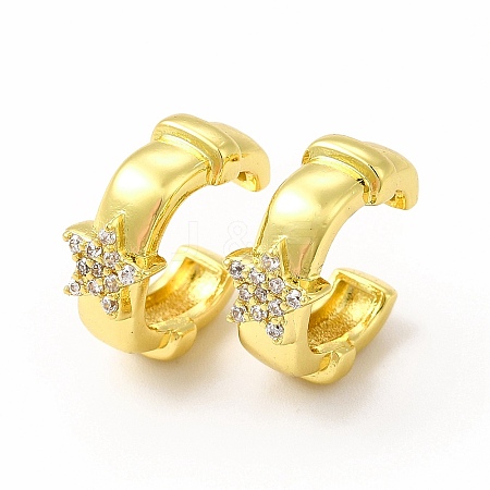 Star Rack Plating Brass Micro Pave Cubic Zirconia Cuff Earrings for Women EJEW-H091-26G-1