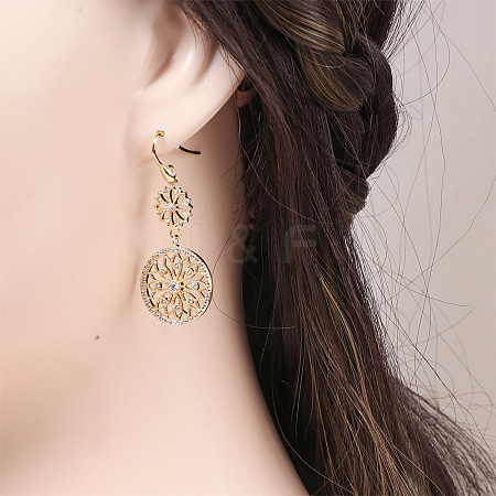Bohemian Style Brass Clear Cubic Zirconia Dangle Earrings FS-WGE026E-03-1