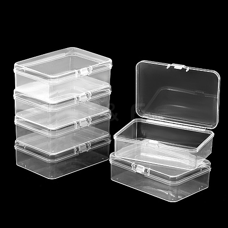 6Pcs PP Plastic Bead Containers with Hinged Lid CON-SP0001-24-1