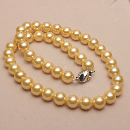 Dyed Shell Pearl Round Beaded Necklaces for Women WG18377-13-1