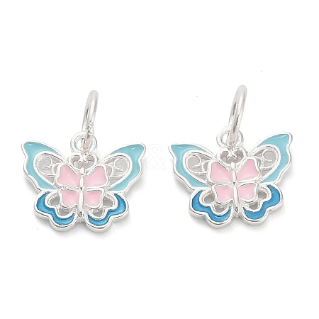 925 Sterling Silver Enamel Pink and Sky Blue Butterfly Charms STER-P071-08S-1