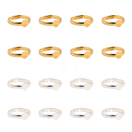 Brass Pad Ring Bases KK-PH0036-10-WH-1