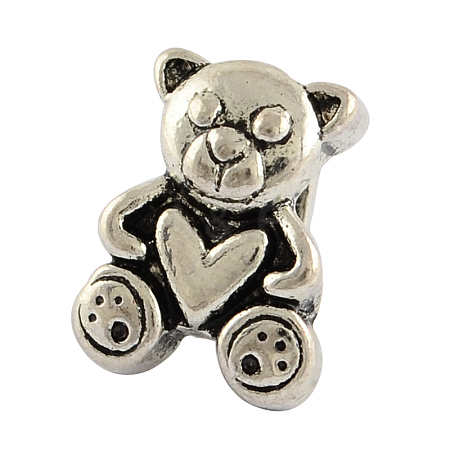 Tibetan Style Alloy Bear European Beads TIBEB-7884-AS-RS-1