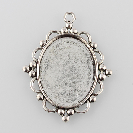 Tibetan Style Pendant Cabochon Settings LS-TIBEP-K020-28AS-1