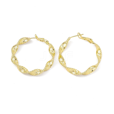 Rack Plating Brass Twist Round Hoop Earrings for Women EJEW-I277-05G-1