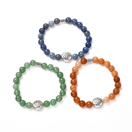 Lotus Stretch Bracelets Set for Girl Women BJEW-JB06719-1