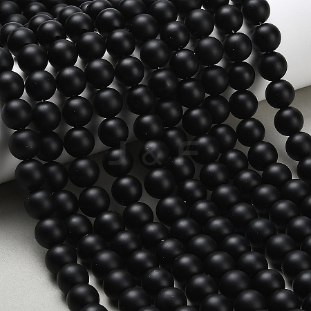 Natural Black Onyx(Dyed & Heated) Beads Strands G-Z024-01B-10mm-1