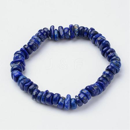 Natural Lapis Lazuli Beaded Stretch Bracelets BJEW-JB02683-03-1
