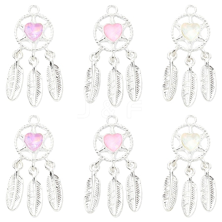 6Pcs 3 Colors Rack Plating Alloy Rhinestones Pendants FIND-YW0011-72-1