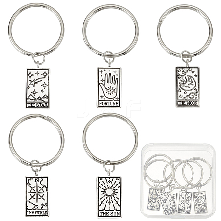 5Pcs 5 Styles Zinc Alloy Pendants Keychains FIND-HY0004-10-1