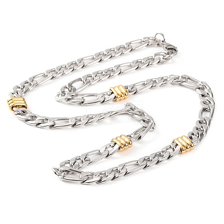 304 Stainless Steel Figaro Chain Necklaces for Women NJEW-G140-12GP-1
