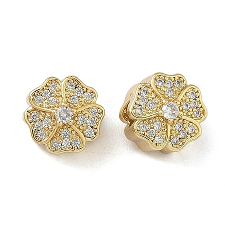 Brass Micro Pave Clear Cubic Zirconia Beads KK-L257-29G-1