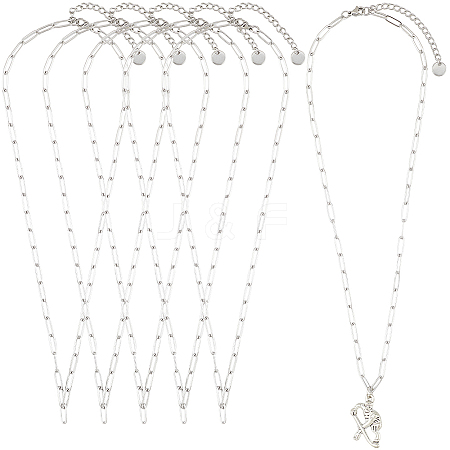 6Pcs 304 Stainless Steel Paperclip Chain Necklaces NJEW-SC0001-57A-P-1
