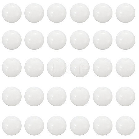 2 Strands Natural White Jade Round Beads Strands G-SP0001-25-1