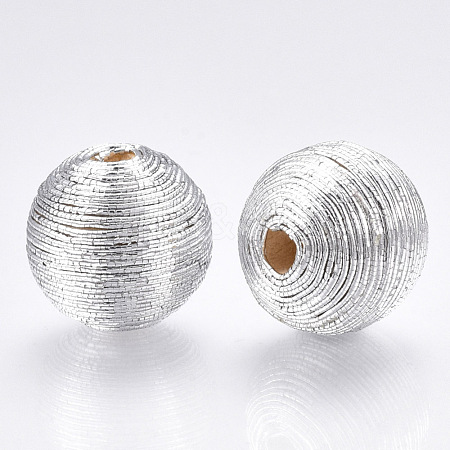 Wood Beads Covered with Polyester Cord Wire X-WOVE-S117-10mm-06-1