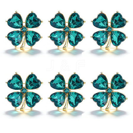 6Pcs Clover Alloy Cat Eye Lapel Pin Backs for Backpack Clothes JEWB-DC0006-43-1