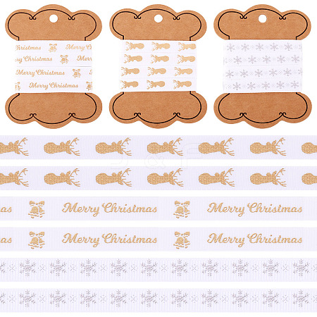 9 Yards 3 Colors Christmas Theme Polyester Printed Grosgrain Ribbons ORIB-TA0001-05B-1