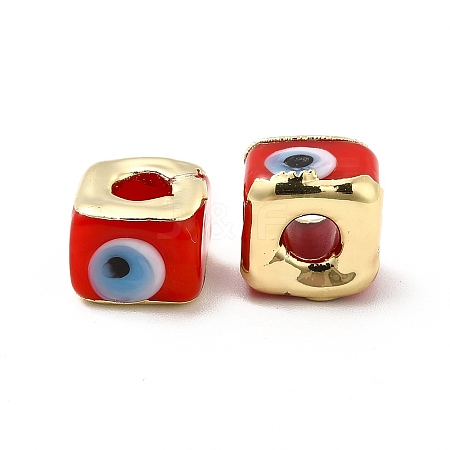 Brass Enamel Beads KK-F842-01D-1