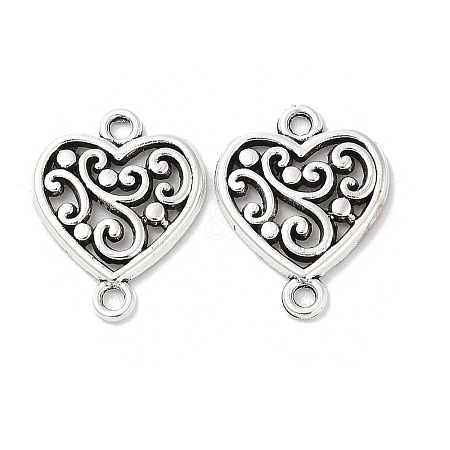 Tibetan Style Alloy Hollow Heart Connector Charms TIBE-S324-18AS-1