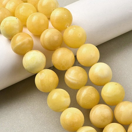 Natural Yellow Jade Beadd Strands X-G-A274-A01-14mm-1